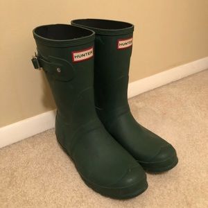 Green hunter rain boots